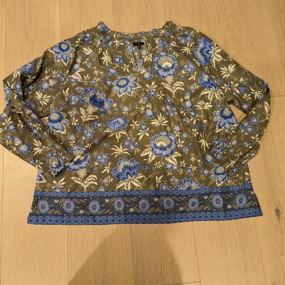 Floral Blue and Brown Women's Top